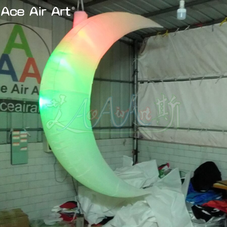 2 m H 다채로운 LED 나이트 클럽 천장 풍선 라마단 장식 조명 풍선 Meniscus 초승달 달 무대에 대 한
